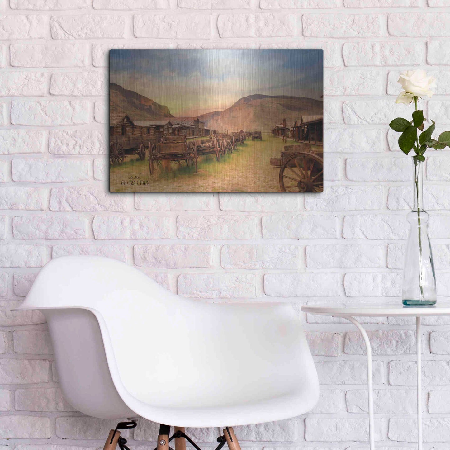 Luxe Metal Art 'Old Trail Town' by Lori Deiter, Metal Wall Art,24x16
