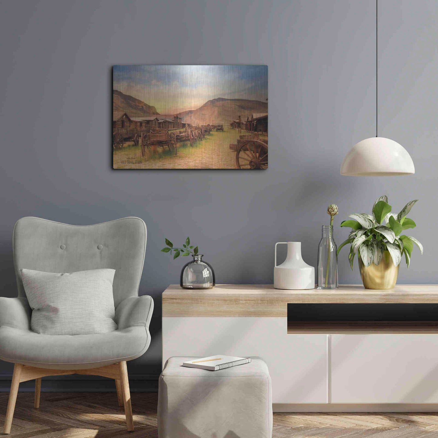Luxe Metal Art 'Old Trail Town' by Lori Deiter, Metal Wall Art,24x16