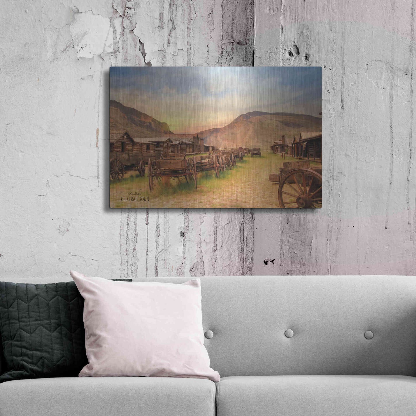 Luxe Metal Art 'Old Trail Town' by Lori Deiter, Metal Wall Art,36x24