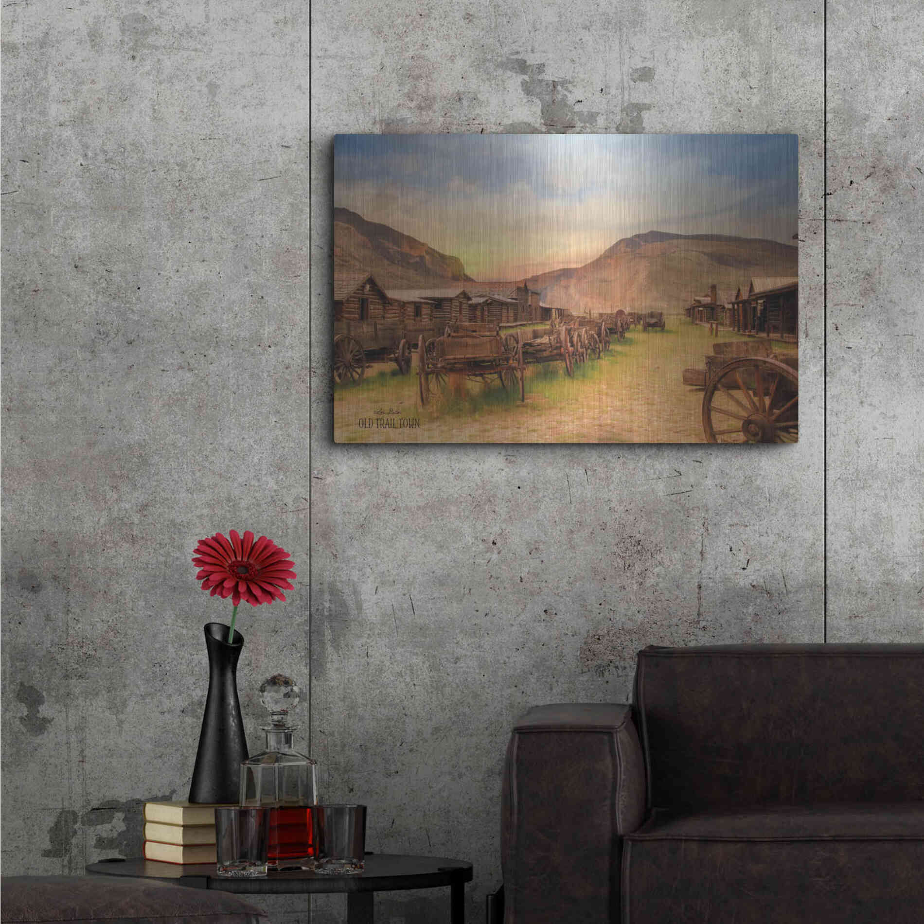 Luxe Metal Art 'Old Trail Town' by Lori Deiter, Metal Wall Art,36x24