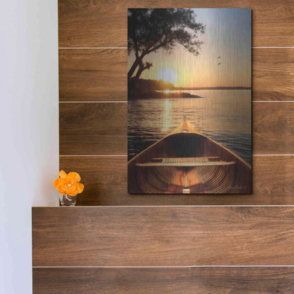 Luxe Metal Art 'Sunset on the Lake I' by Lori Deiter, Metal Wall Art,12x16