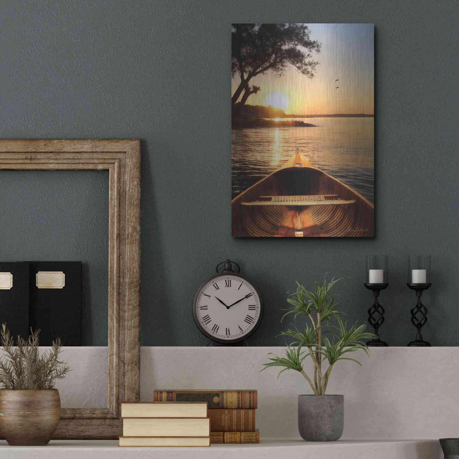 Luxe Metal Art 'Sunset on the Lake I' by Lori Deiter, Metal Wall Art,12x16