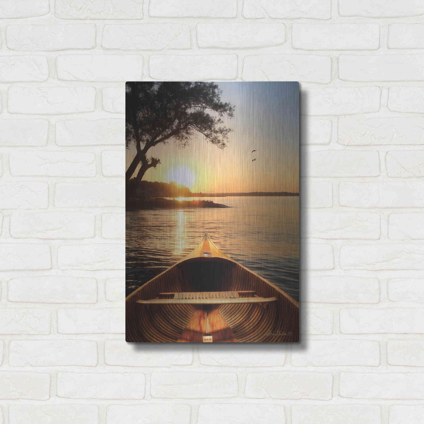 Luxe Metal Art 'Sunset on the Lake I' by Lori Deiter, Metal Wall Art,16x24