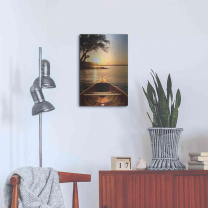 Luxe Metal Art 'Sunset on the Lake I' by Lori Deiter, Metal Wall Art,16x24