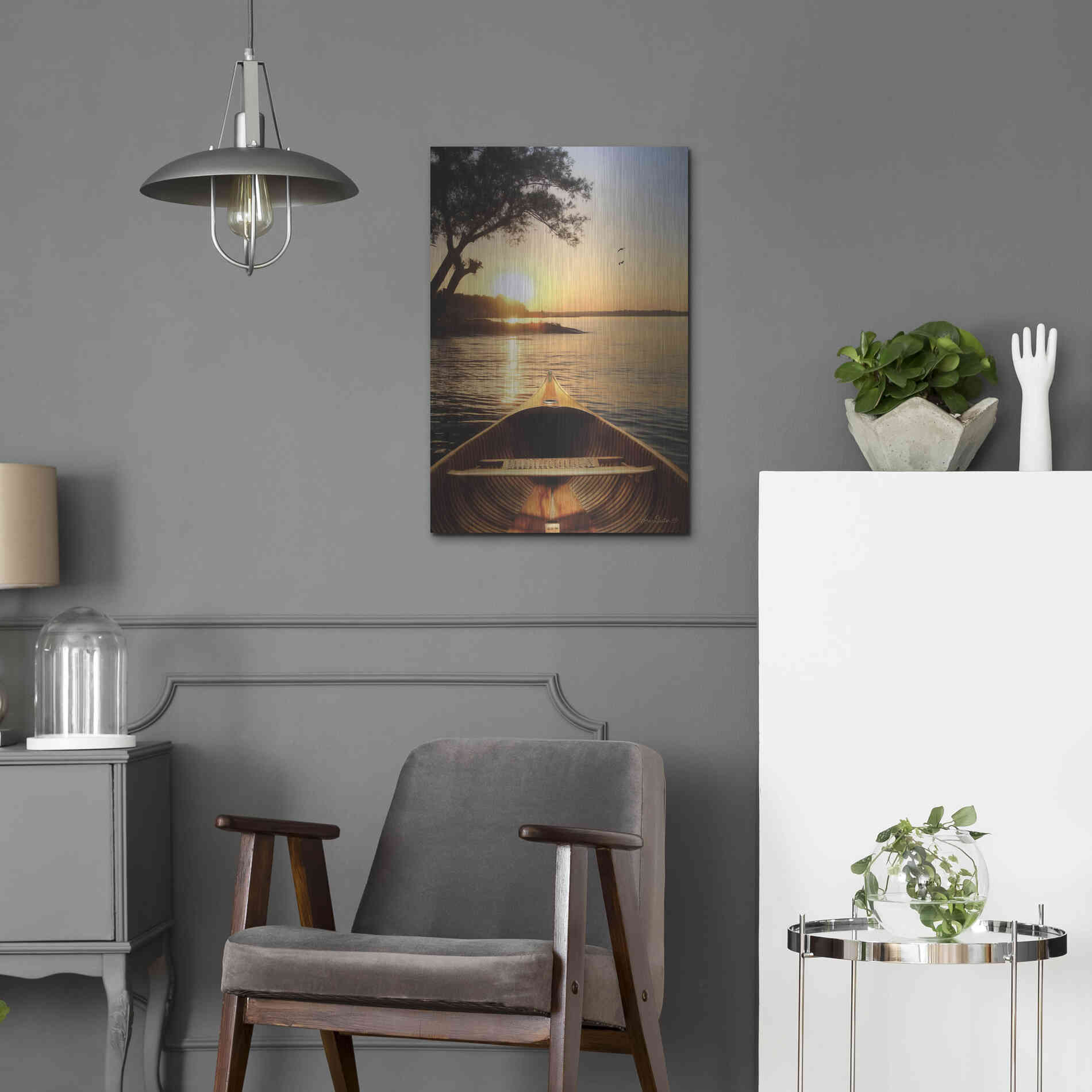 Luxe Metal Art 'Sunset on the Lake I' by Lori Deiter, Metal Wall Art,16x24
