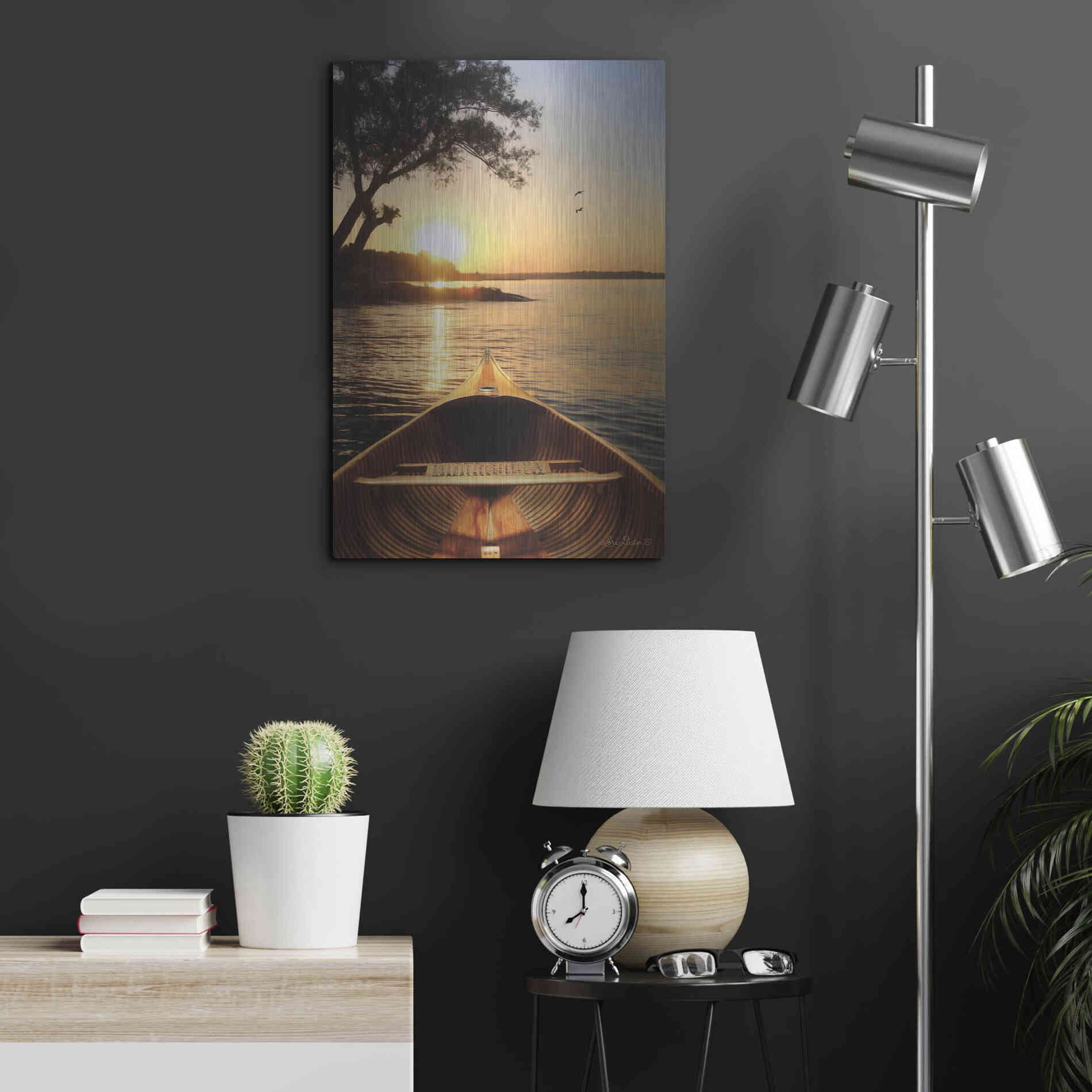 Luxe Metal Art 'Sunset on the Lake I' by Lori Deiter, Metal Wall Art,16x24