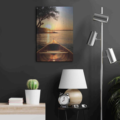 Luxe Metal Art 'Sunset on the Lake I' by Lori Deiter, Metal Wall Art,16x24