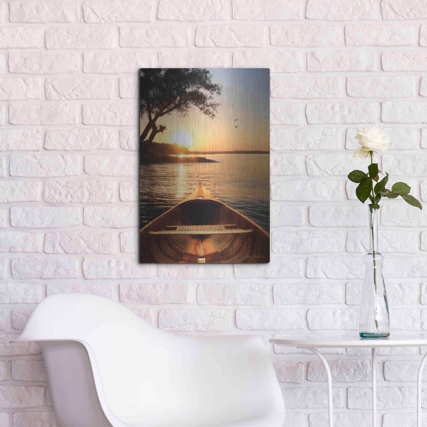 Luxe Metal Art 'Sunset on the Lake I' by Lori Deiter, Metal Wall Art,16x24