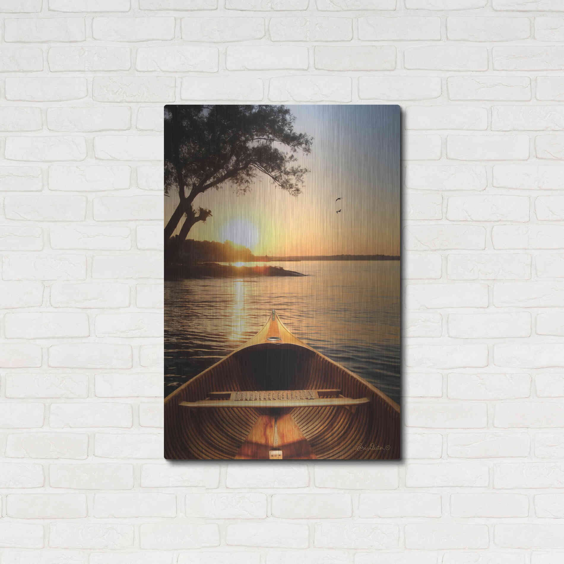 Luxe Metal Art 'Sunset on the Lake I' by Lori Deiter, Metal Wall Art,24x36