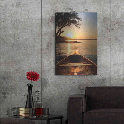 Luxe Metal Art 'Sunset on the Lake I' by Lori Deiter, Metal Wall Art,24x36
