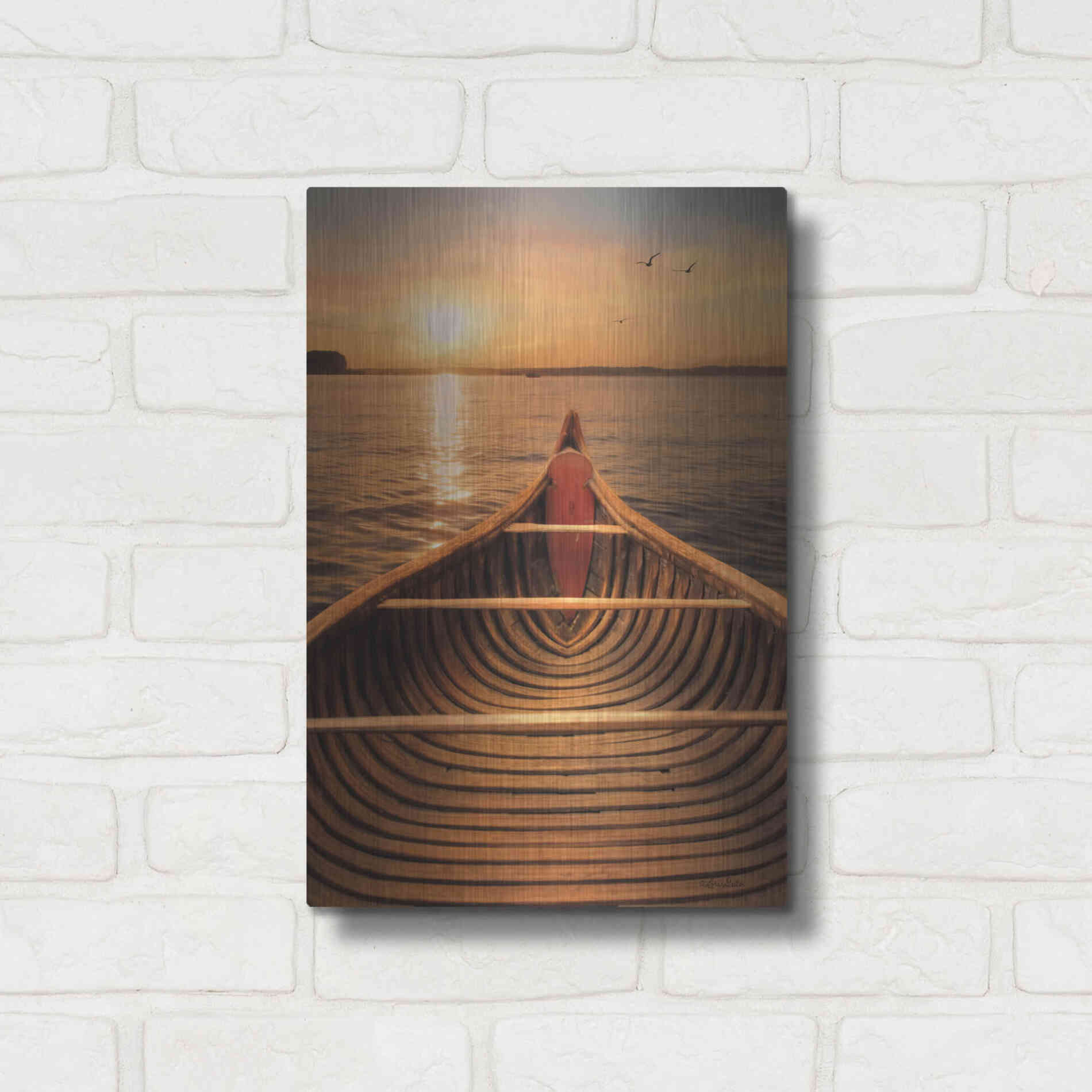 Luxe Metal Art 'Sunset on the Lake II' by Lori Deiter, Metal Wall Art,12x16