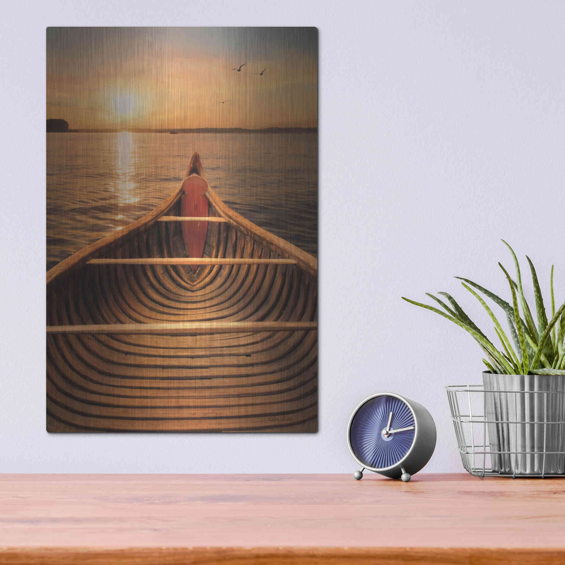 Luxe Metal Art 'Sunset on the Lake II' by Lori Deiter, Metal Wall Art,12x16