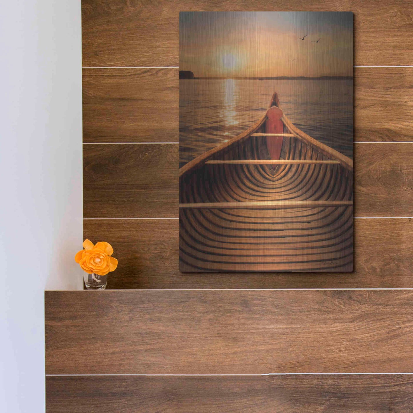 Luxe Metal Art 'Sunset on the Lake II' by Lori Deiter, Metal Wall Art,12x16