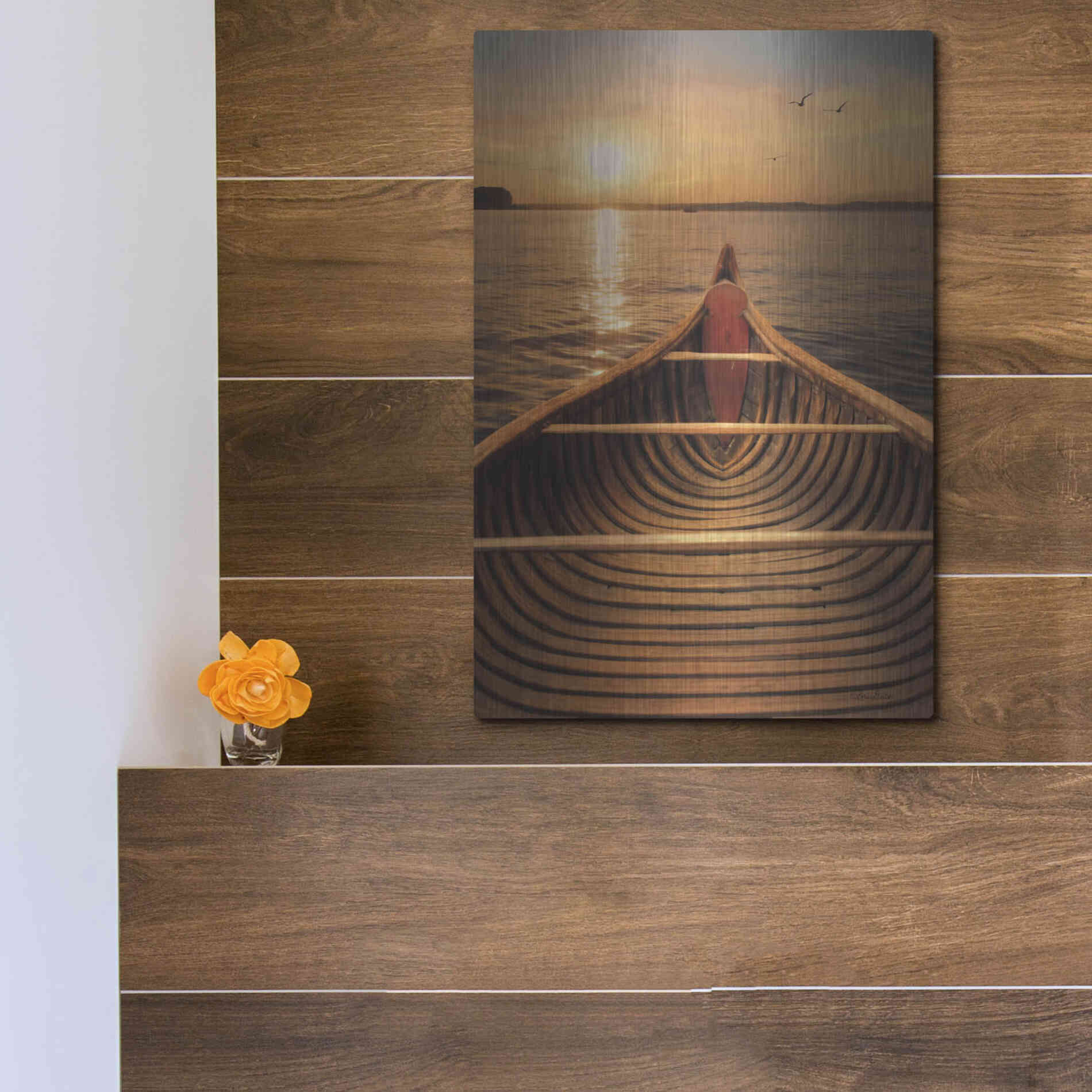 Luxe Metal Art 'Sunset on the Lake II' by Lori Deiter, Metal Wall Art,12x16