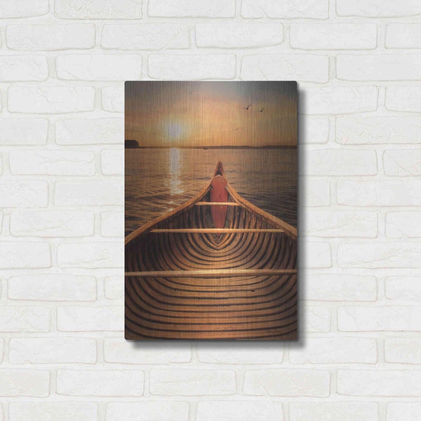 Luxe Metal Art 'Sunset on the Lake II' by Lori Deiter, Metal Wall Art,16x24