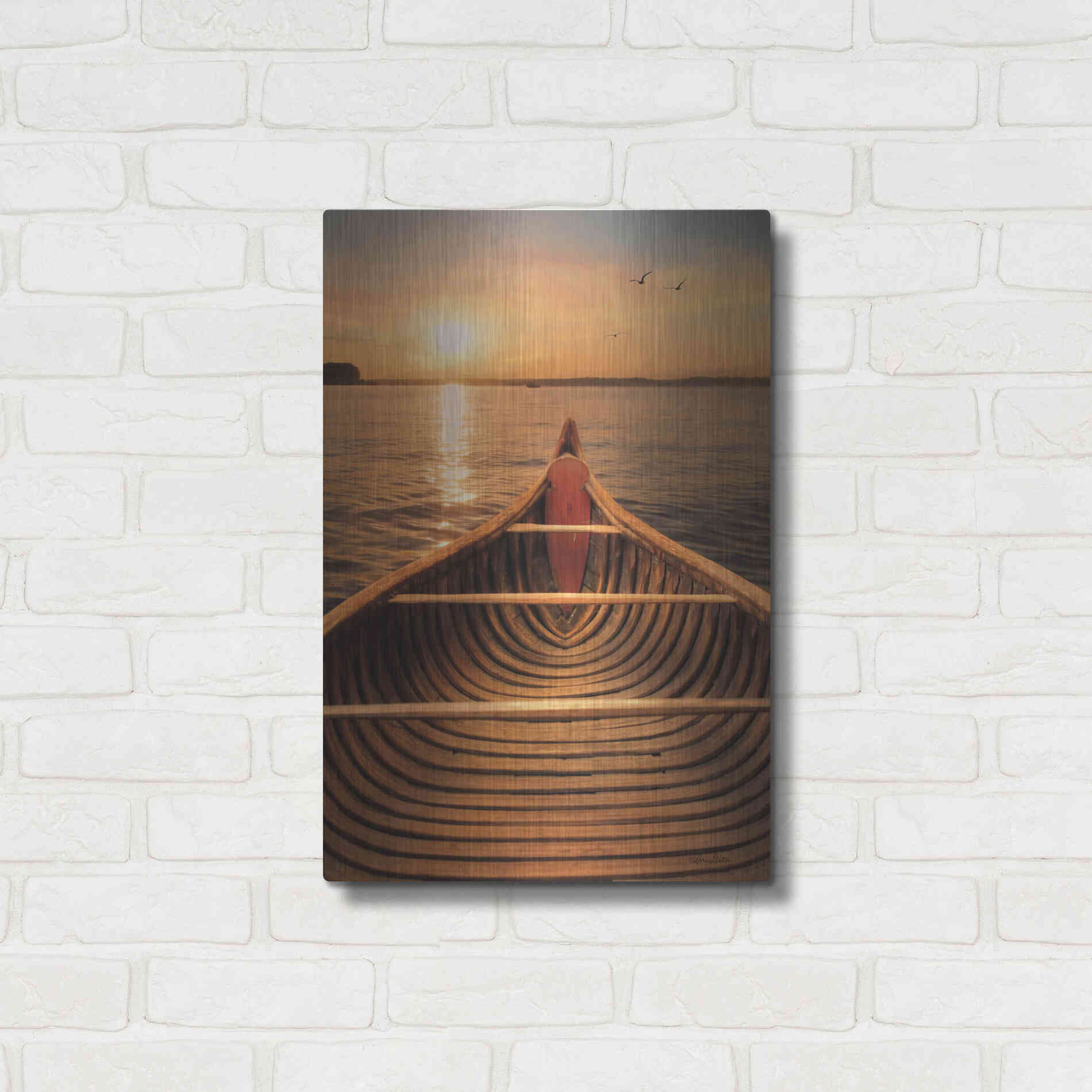 Luxe Metal Art 'Sunset on the Lake II' by Lori Deiter, Metal Wall Art,16x24