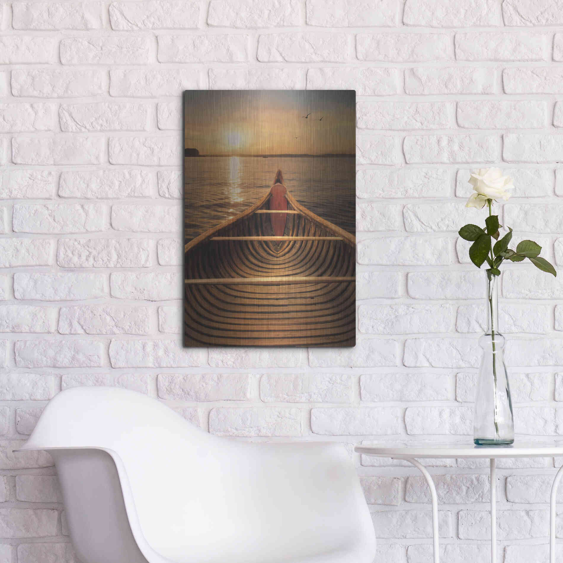 Luxe Metal Art 'Sunset on the Lake II' by Lori Deiter, Metal Wall Art,16x24