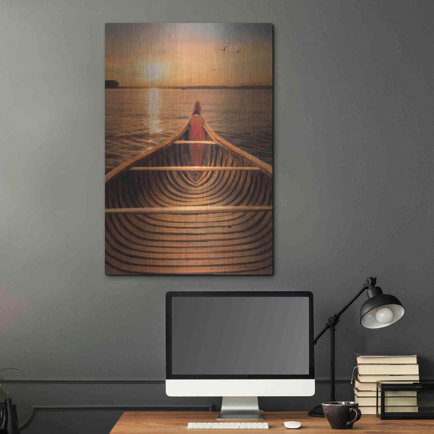Luxe Metal Art 'Sunset on the Lake II' by Lori Deiter, Metal Wall Art,24x36