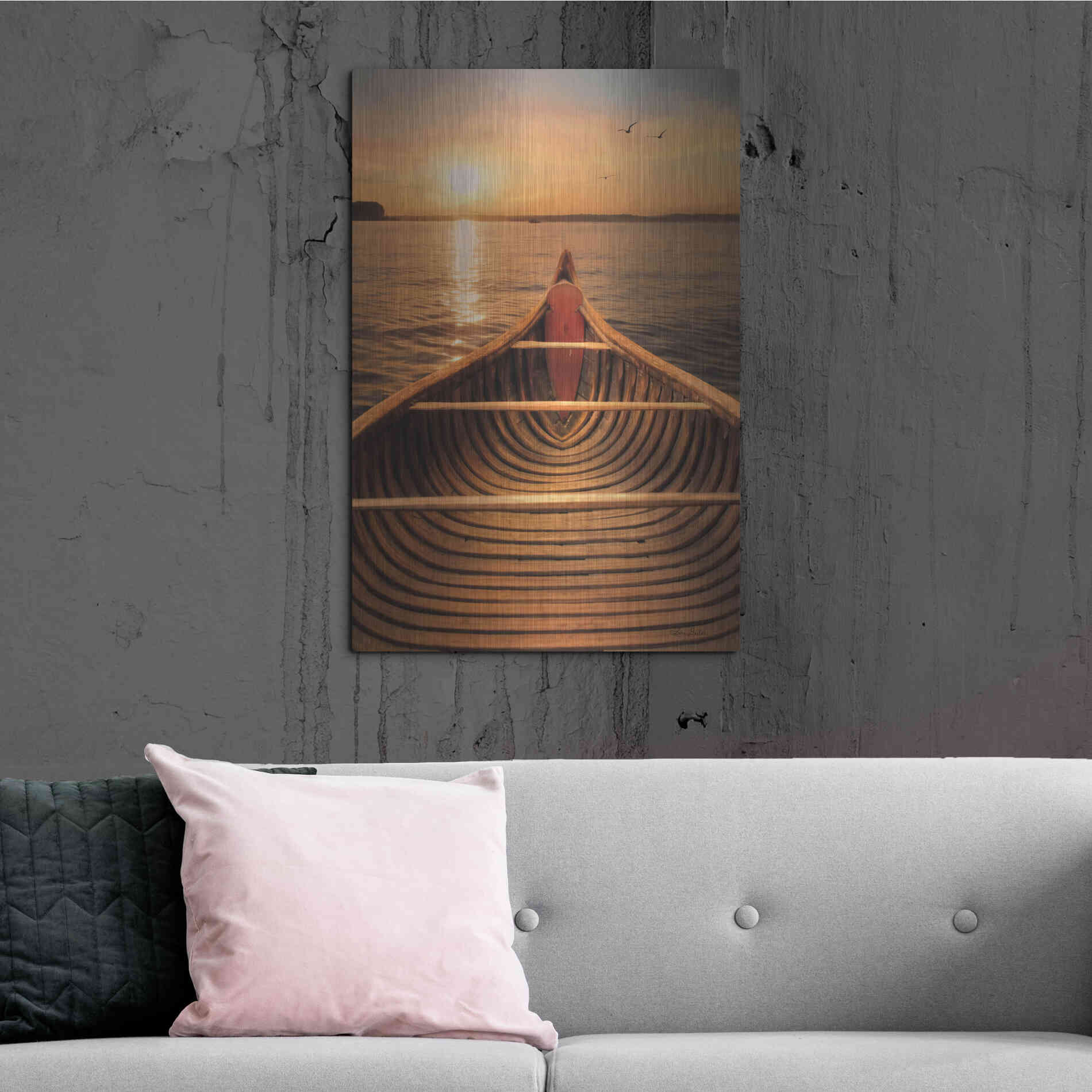 Luxe Metal Art 'Sunset on the Lake II' by Lori Deiter, Metal Wall Art,24x36