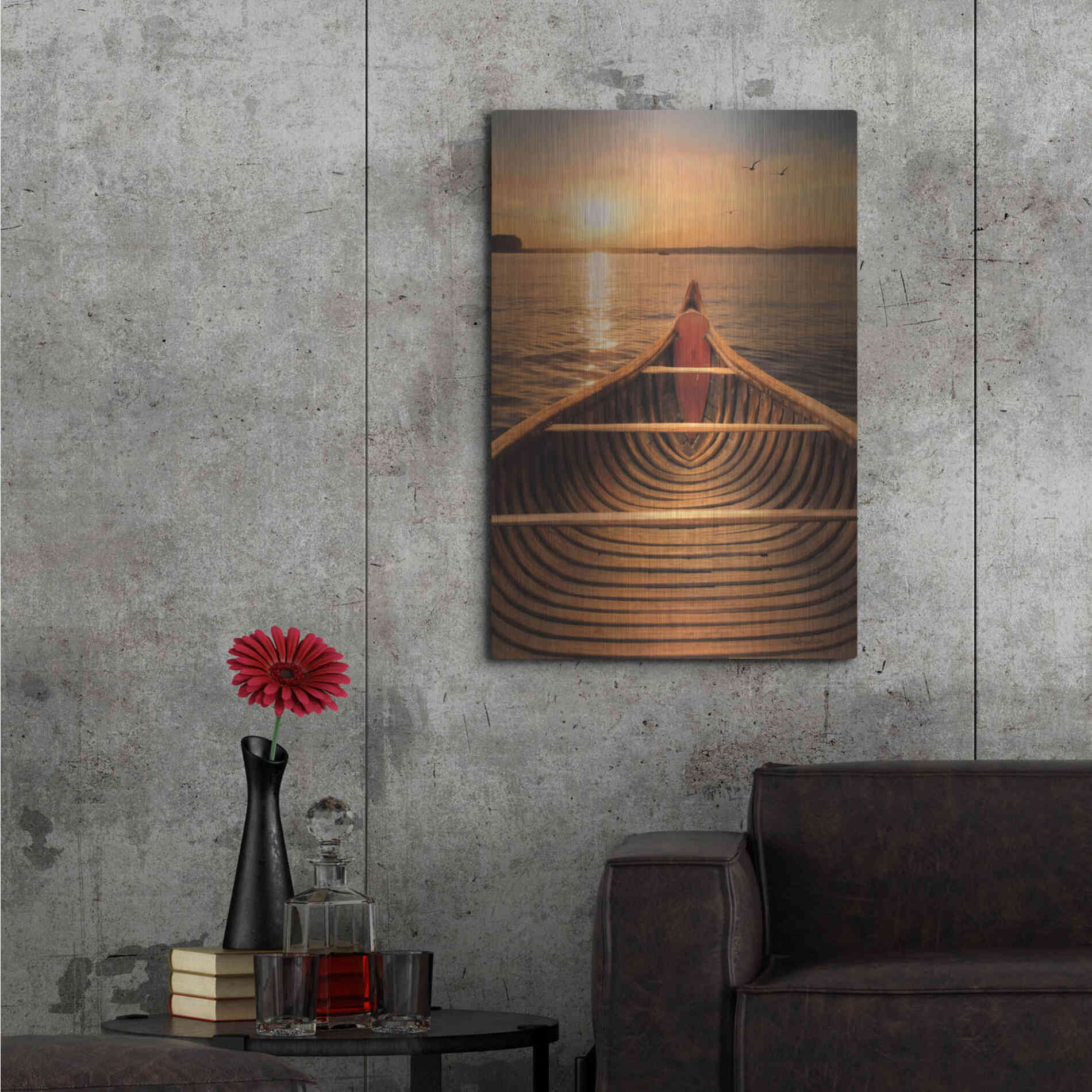 Luxe Metal Art 'Sunset on the Lake II' by Lori Deiter, Metal Wall Art,24x36