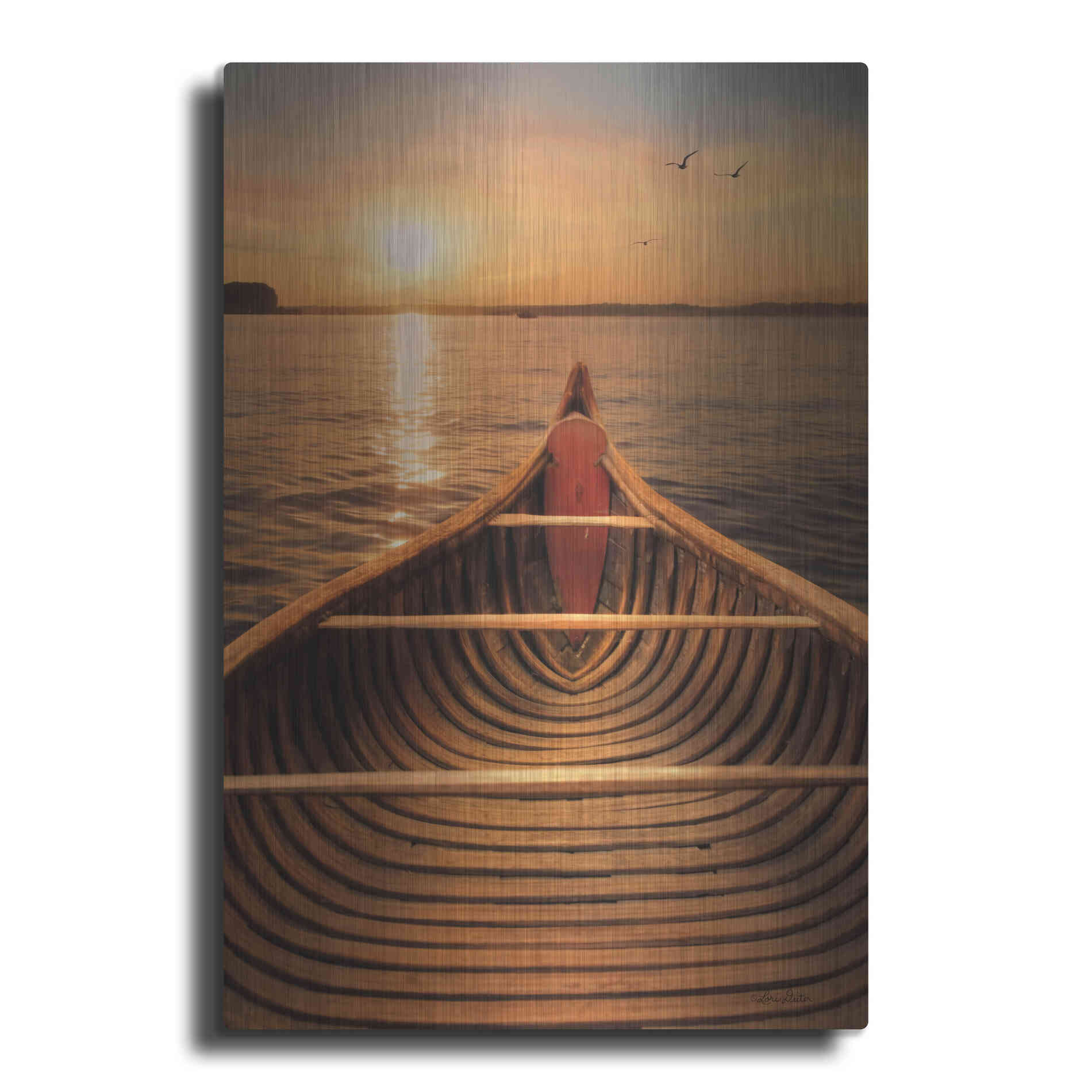 Luxe Metal Art 'Sunset on the Lake II' by Lori Deiter, Metal Wall Art