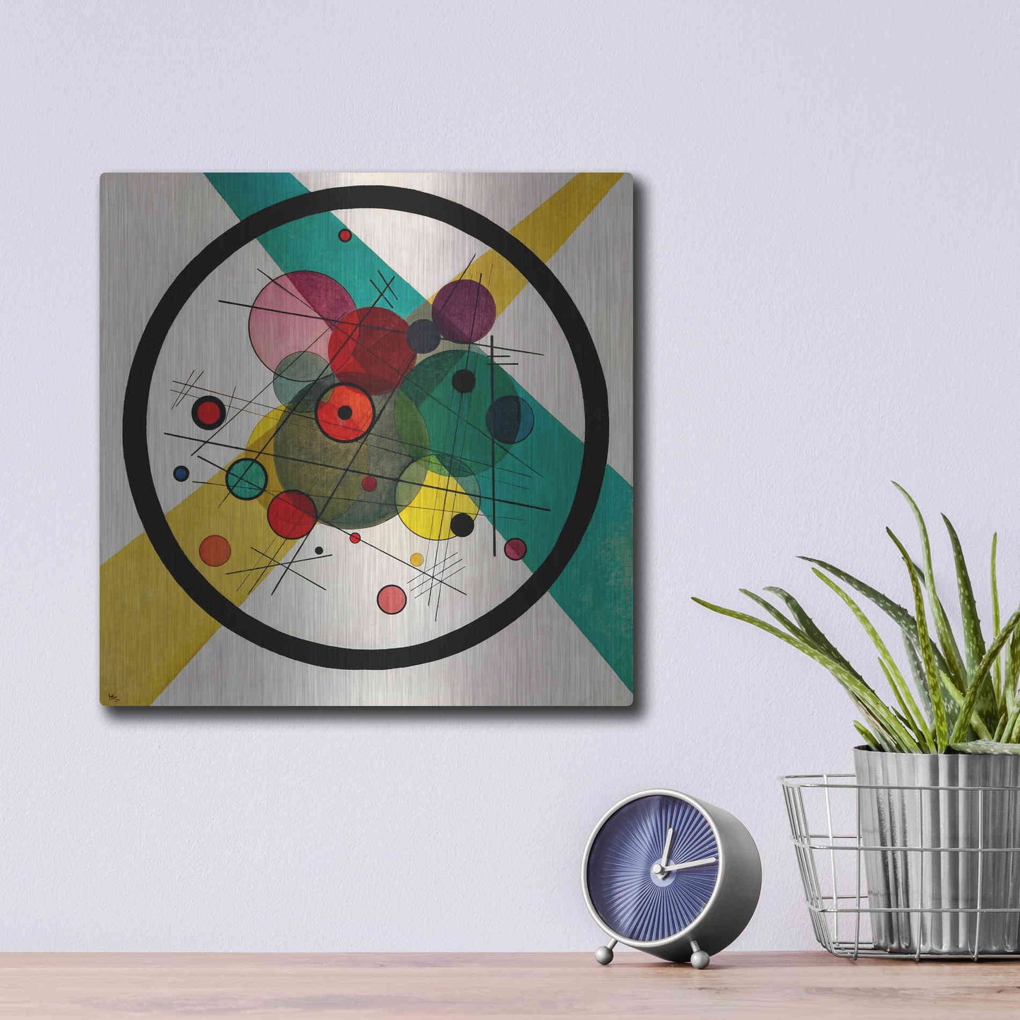 Luxe Metal Art 'Circles In A Circle' by Wassily Kandinsky, Metal Wall Art",12x12