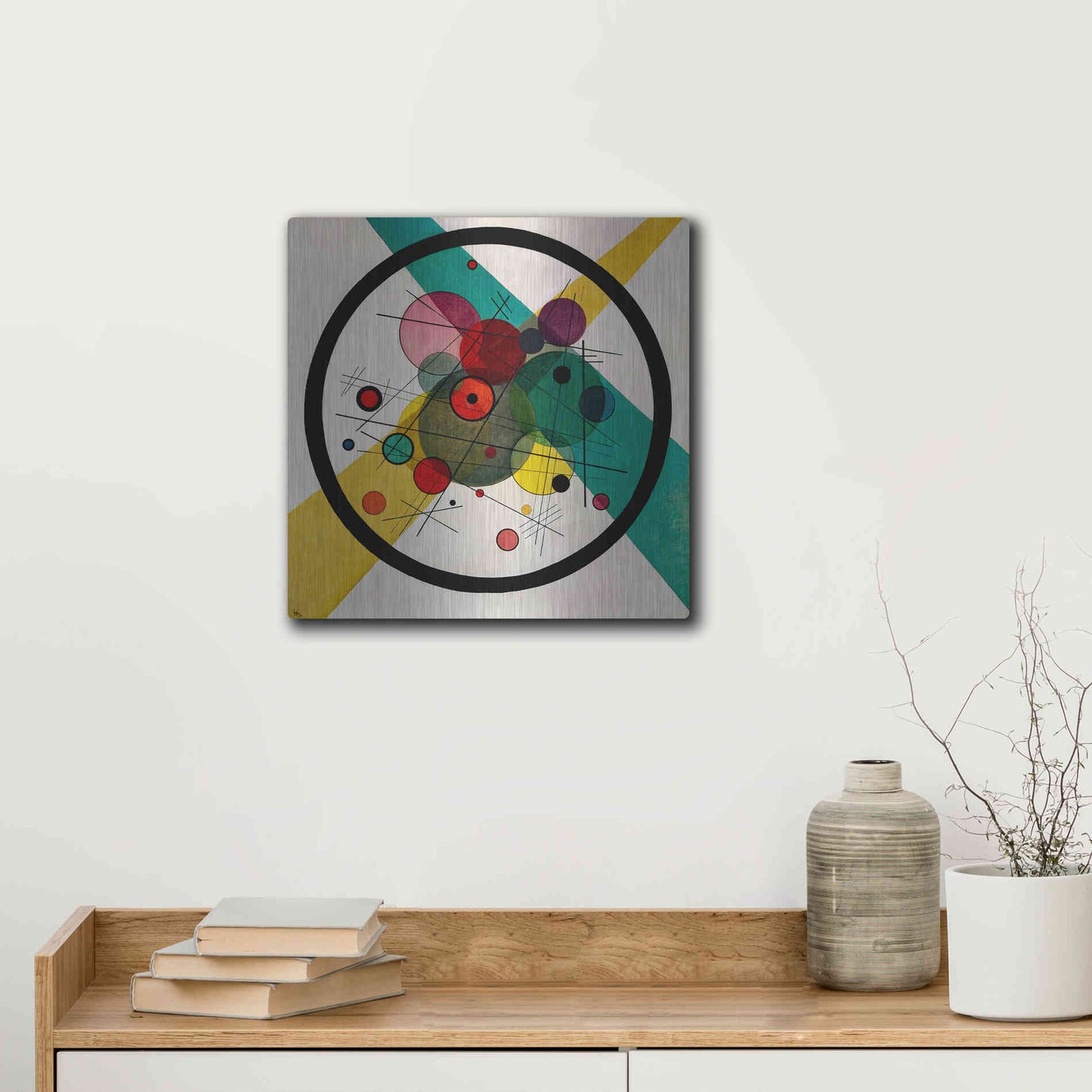 Luxe Metal Art 'Circles In A Circle' by Wassily Kandinsky, Metal Wall Art",12x12