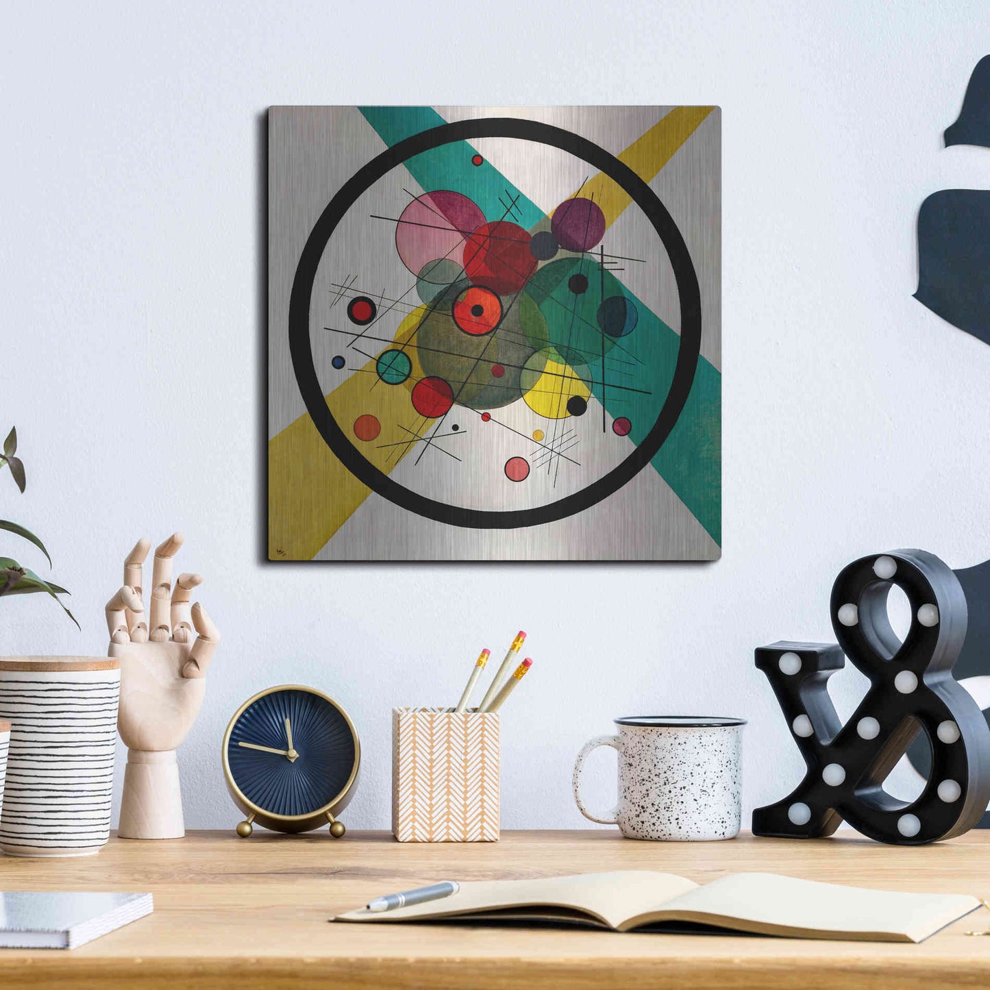 Luxe Metal Art 'Circles In A Circle' by Wassily Kandinsky, Metal Wall Art",12x12