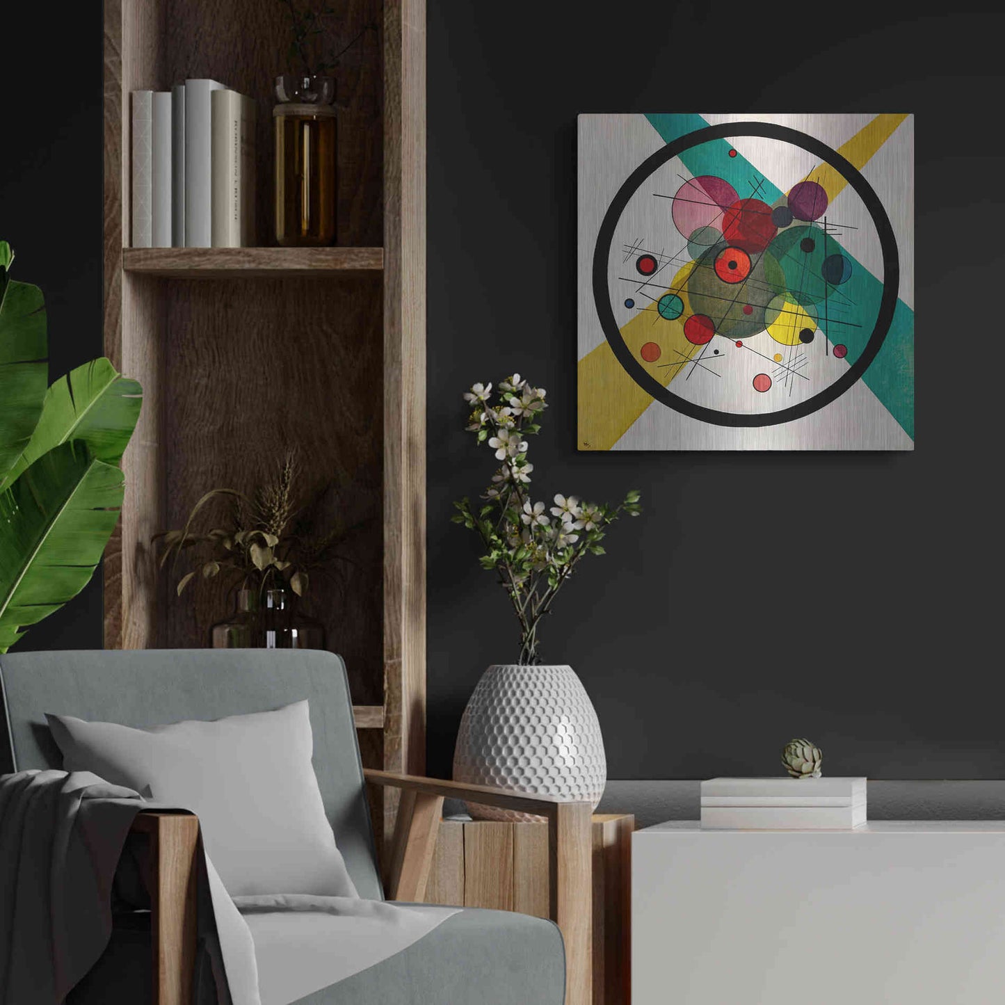 Luxe Metal Art 'Circles In A Circle' by Wassily Kandinsky, Metal Wall Art",24x24