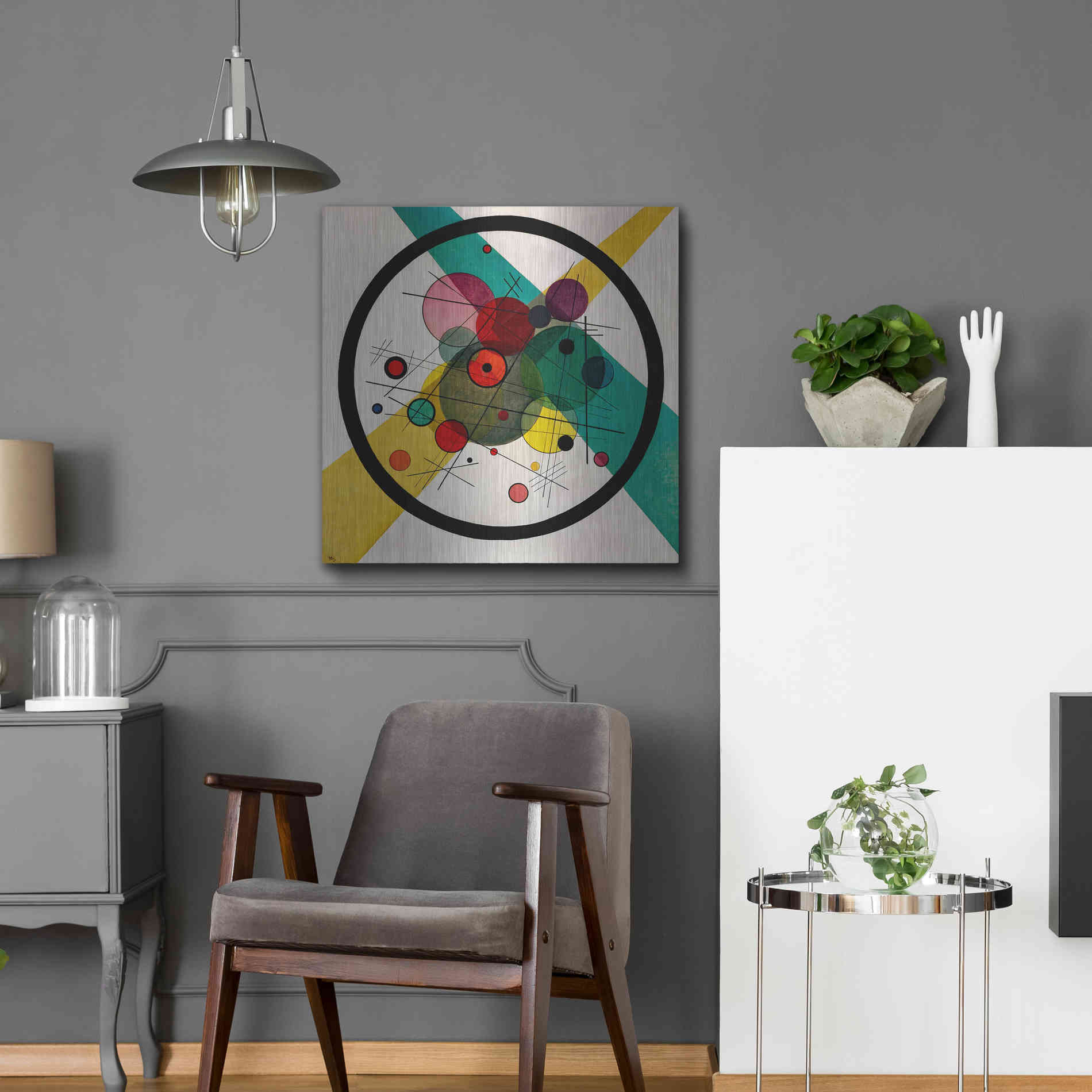 Luxe Metal Art 'Circles In A Circle' by Wassily Kandinsky, Metal Wall Art",24x24