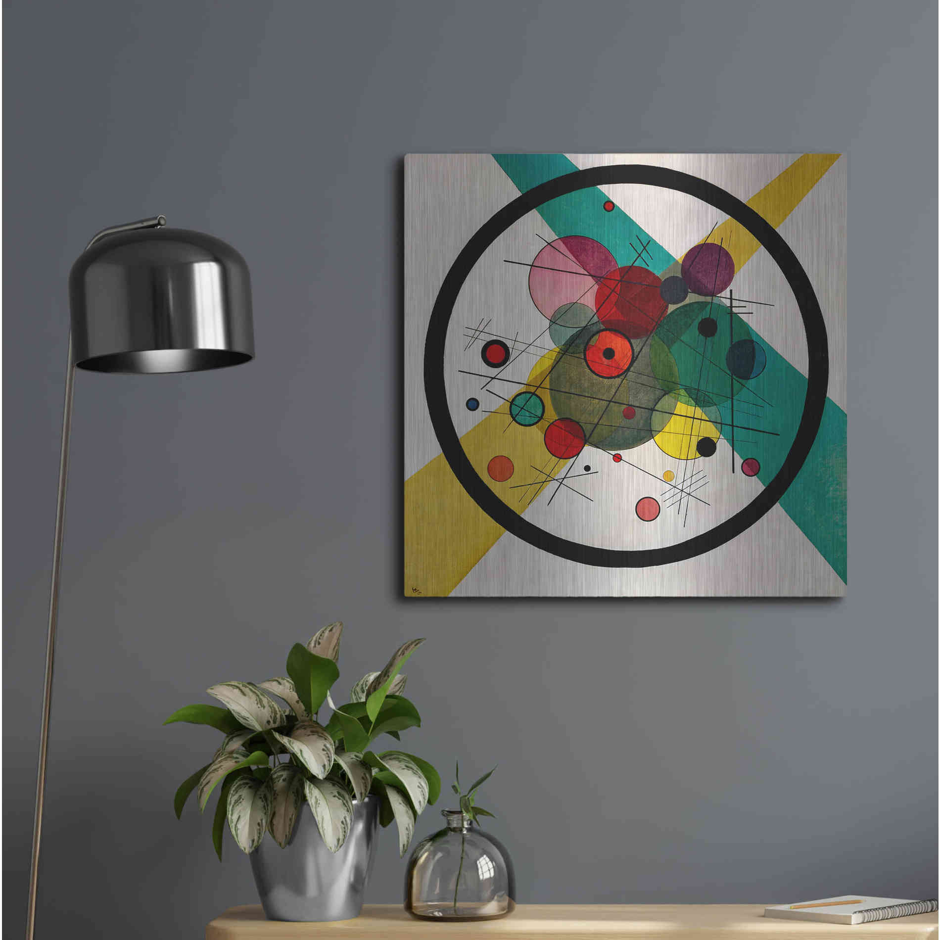 Luxe Metal Art 'Circles In A Circle' by Wassily Kandinsky, Metal Wall Art",24x24