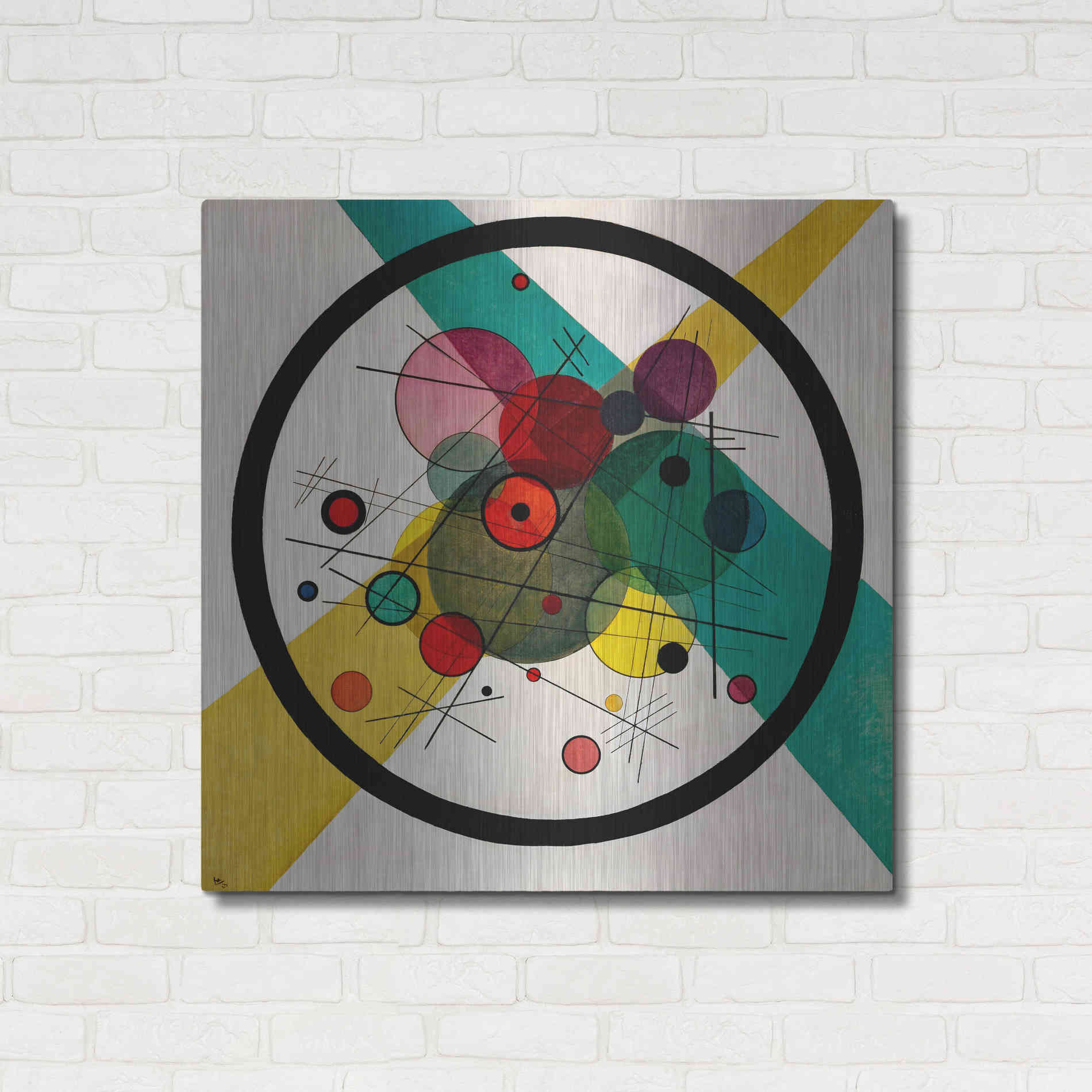 Luxe Metal Art 'Circles In A Circle' by Wassily Kandinsky, Metal Wall Art",36x36