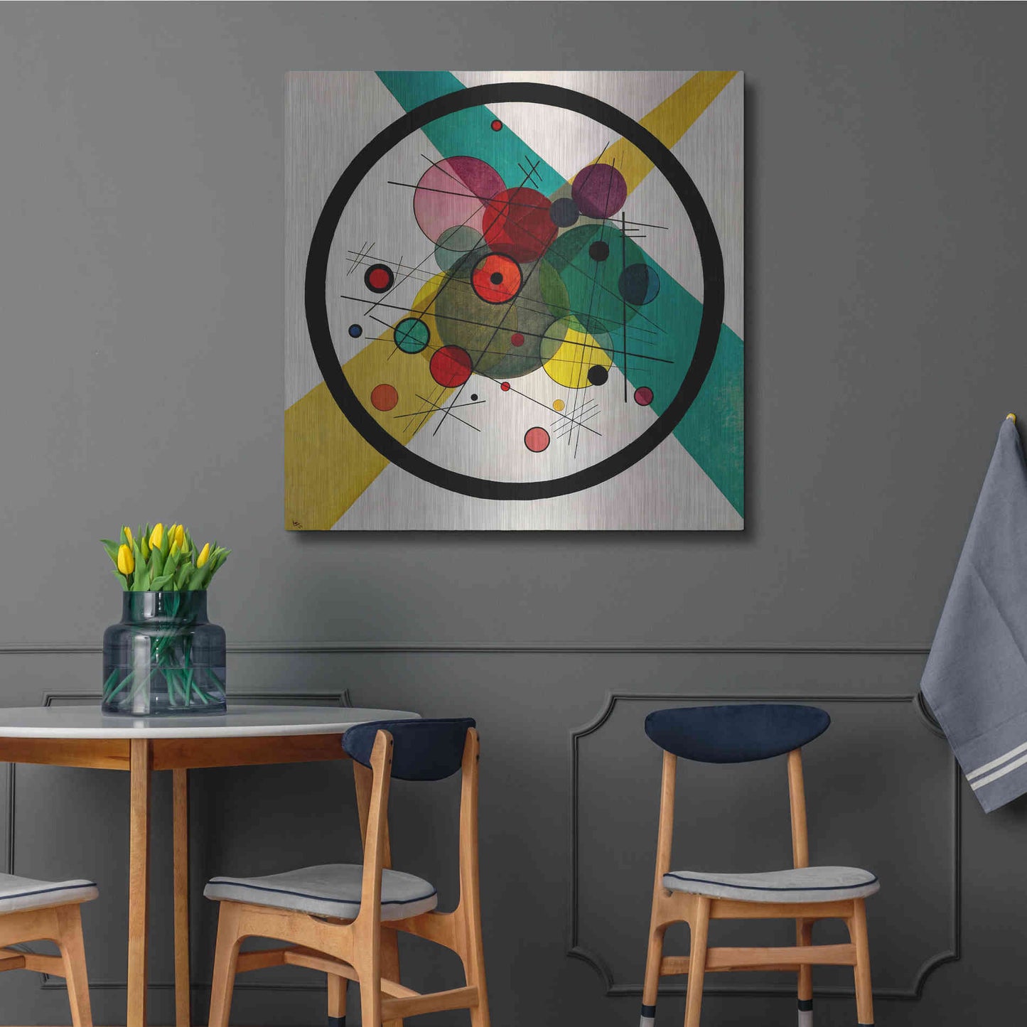 Luxe Metal Art 'Circles In A Circle' by Wassily Kandinsky, Metal Wall Art",36x36