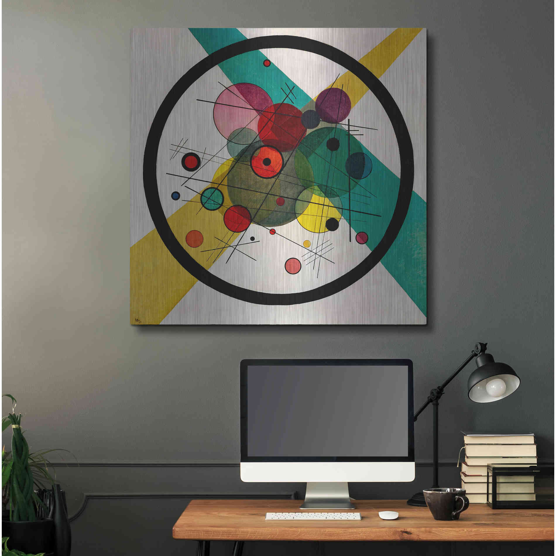 Luxe Metal Art 'Circles In A Circle' by Wassily Kandinsky, Metal Wall Art",36x36