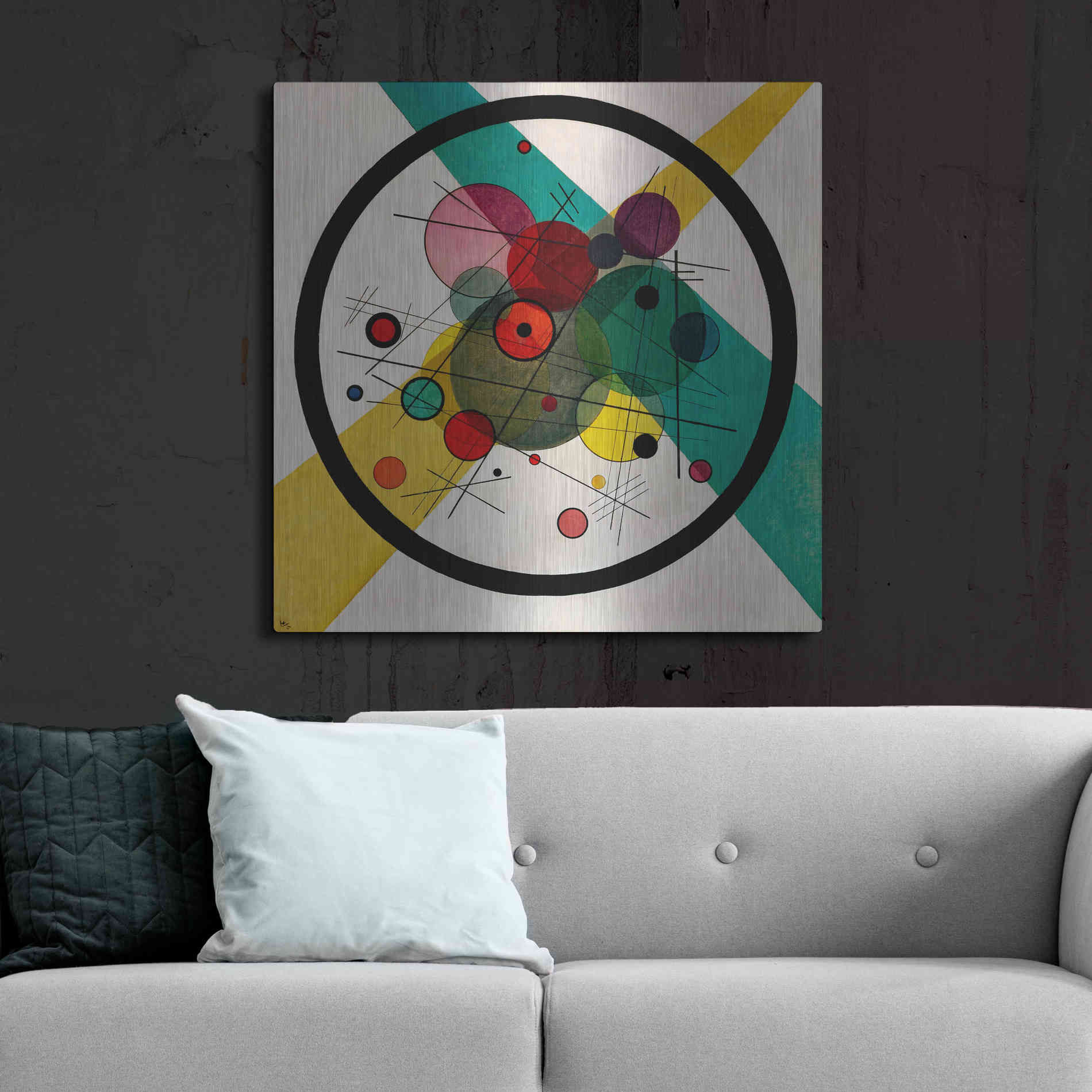 Luxe Metal Art 'Circles In A Circle' by Wassily Kandinsky, Metal Wall Art",36x36