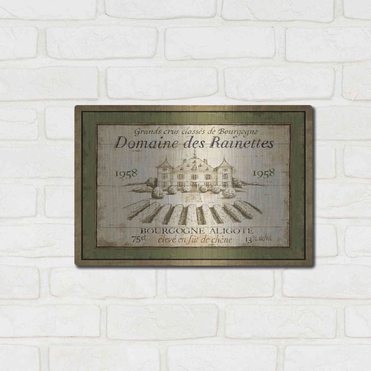 Luxe Metal Art 'French Wine Label III' by Daphne Brissonet, Metal Wall Art,16x12