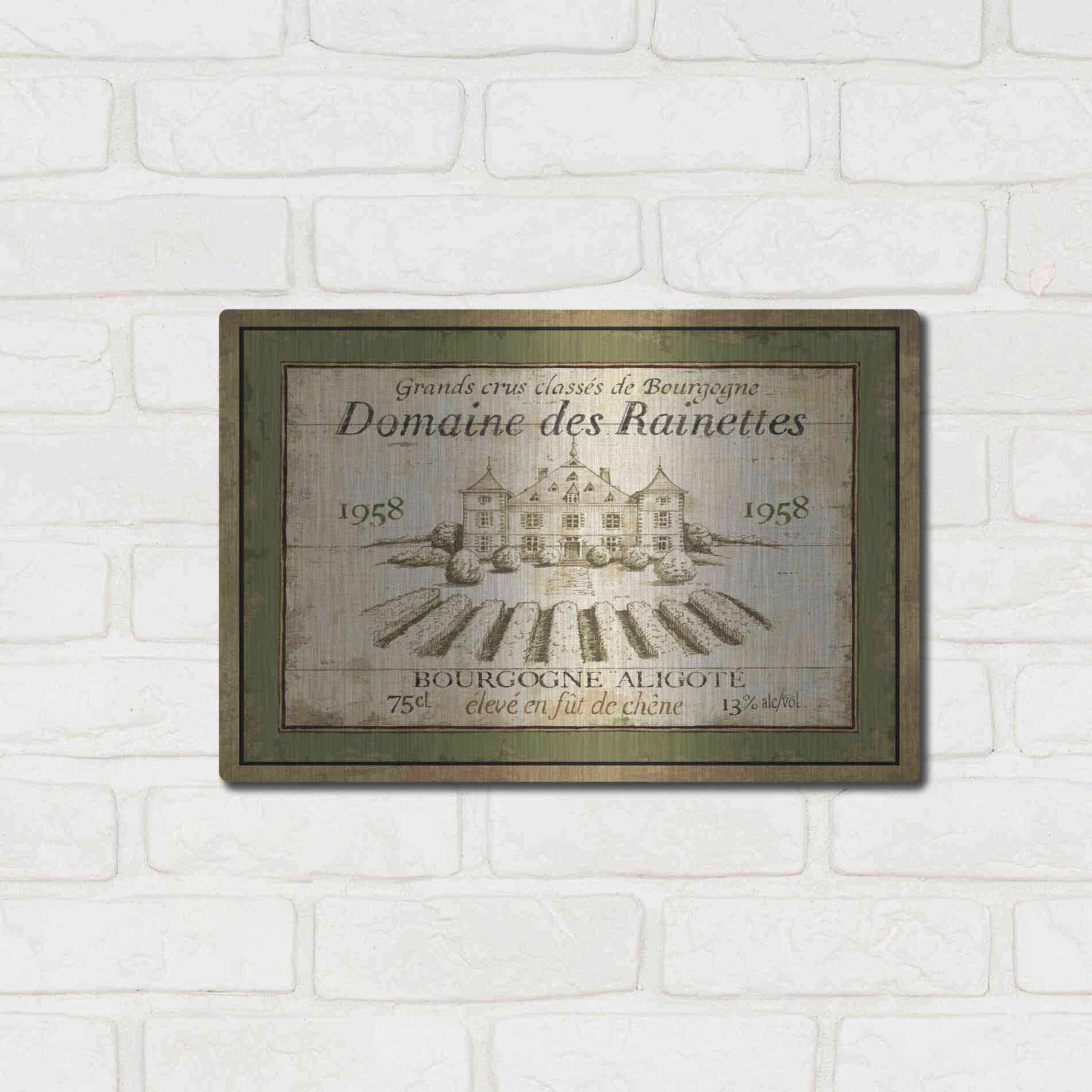 Luxe Metal Art 'French Wine Label III' by Daphne Brissonet, Metal Wall Art,16x12