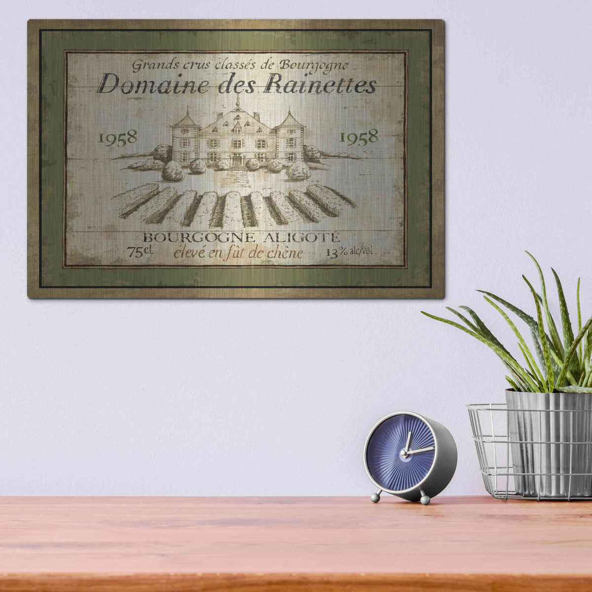 Luxe Metal Art 'French Wine Label III' by Daphne Brissonet, Metal Wall Art,16x12