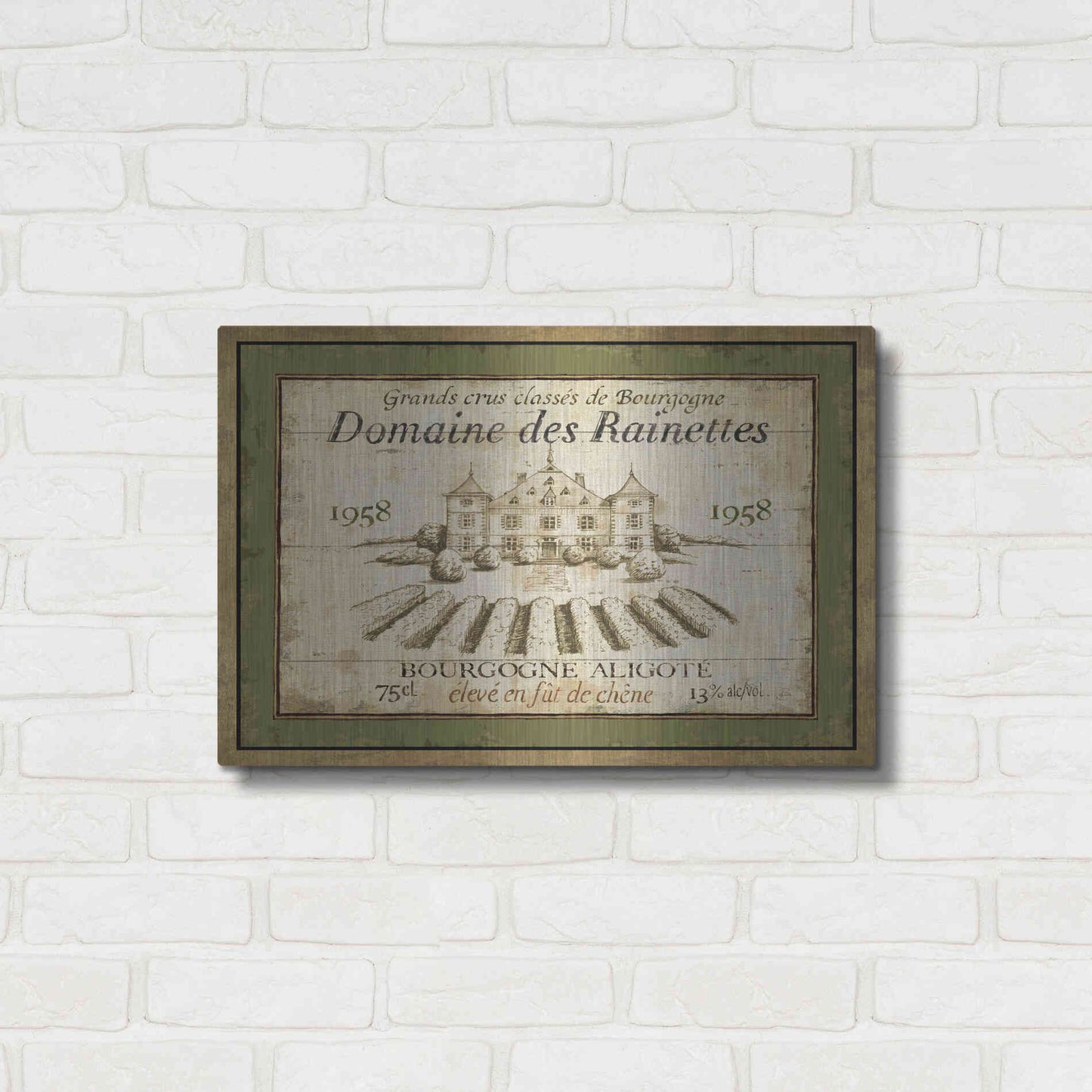 Luxe Metal Art 'French Wine Label III' by Daphne Brissonet, Metal Wall Art,24x16