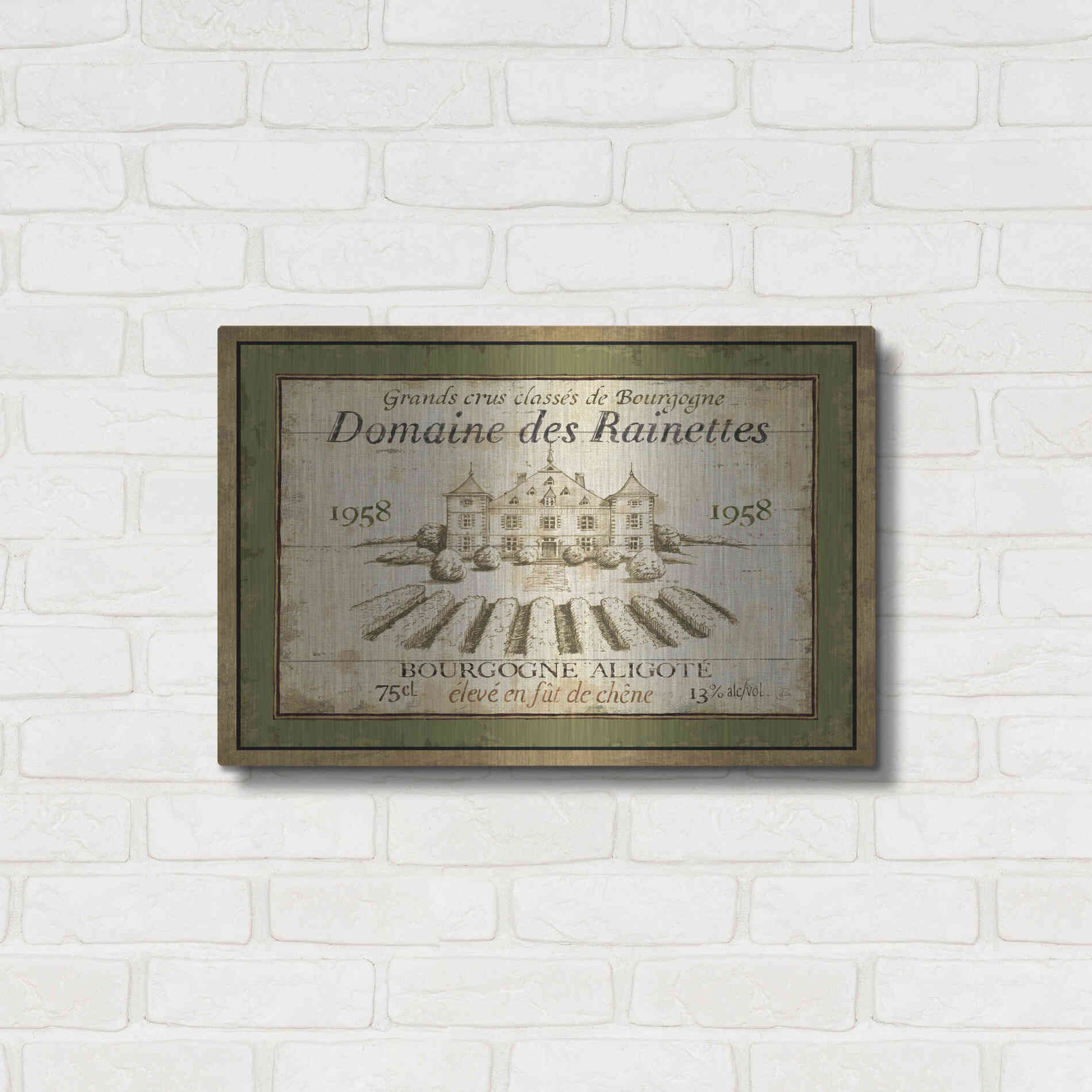 Luxe Metal Art 'French Wine Label III' by Daphne Brissonet, Metal Wall Art,24x16