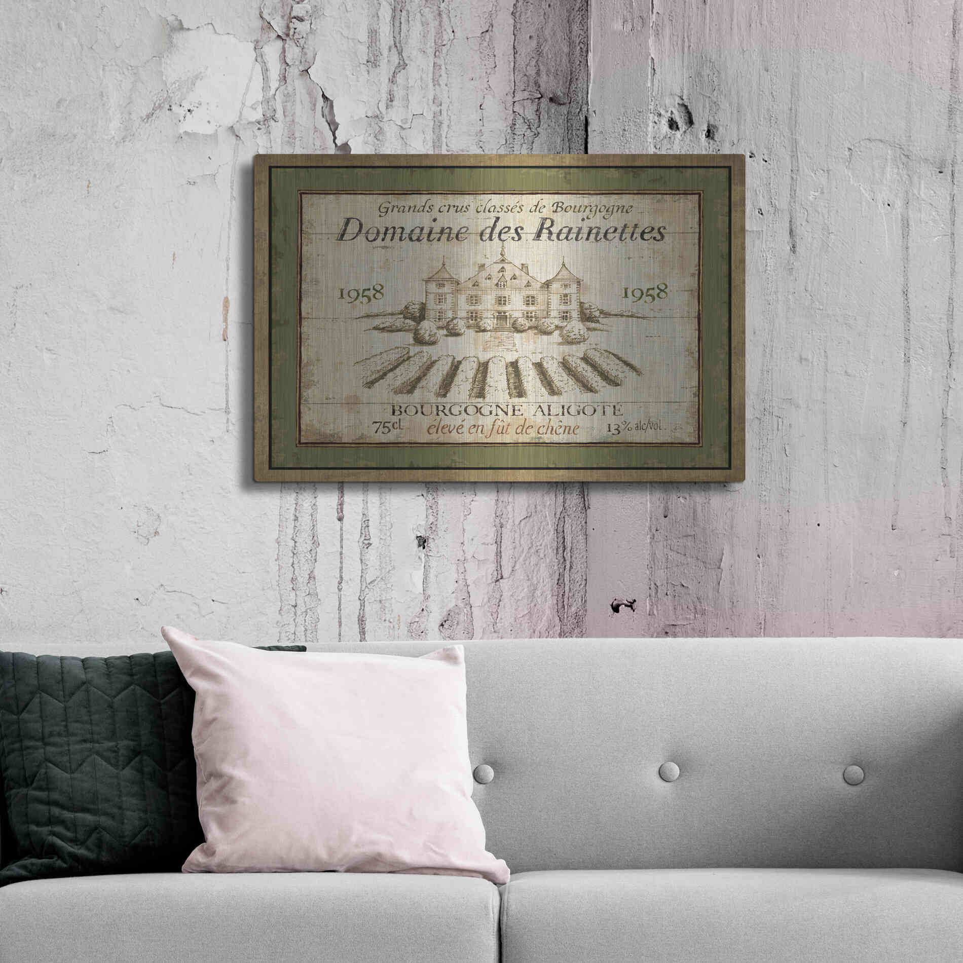 Luxe Metal Art 'French Wine Label III' by Daphne Brissonet, Metal Wall Art,36x24