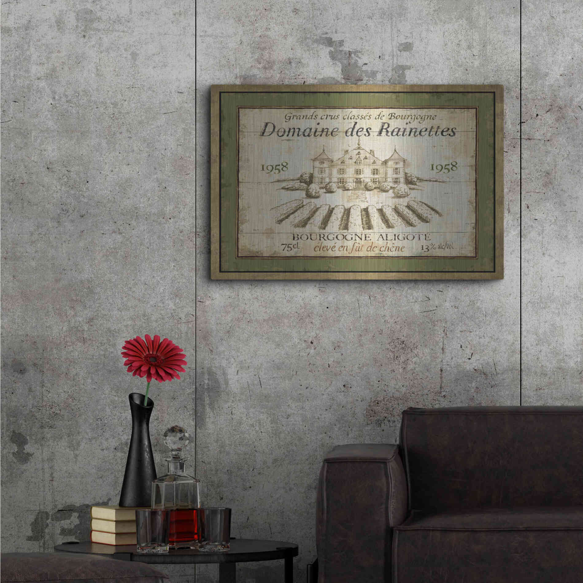 Luxe Metal Art 'French Wine Label III' by Daphne Brissonet, Metal Wall Art,36x24