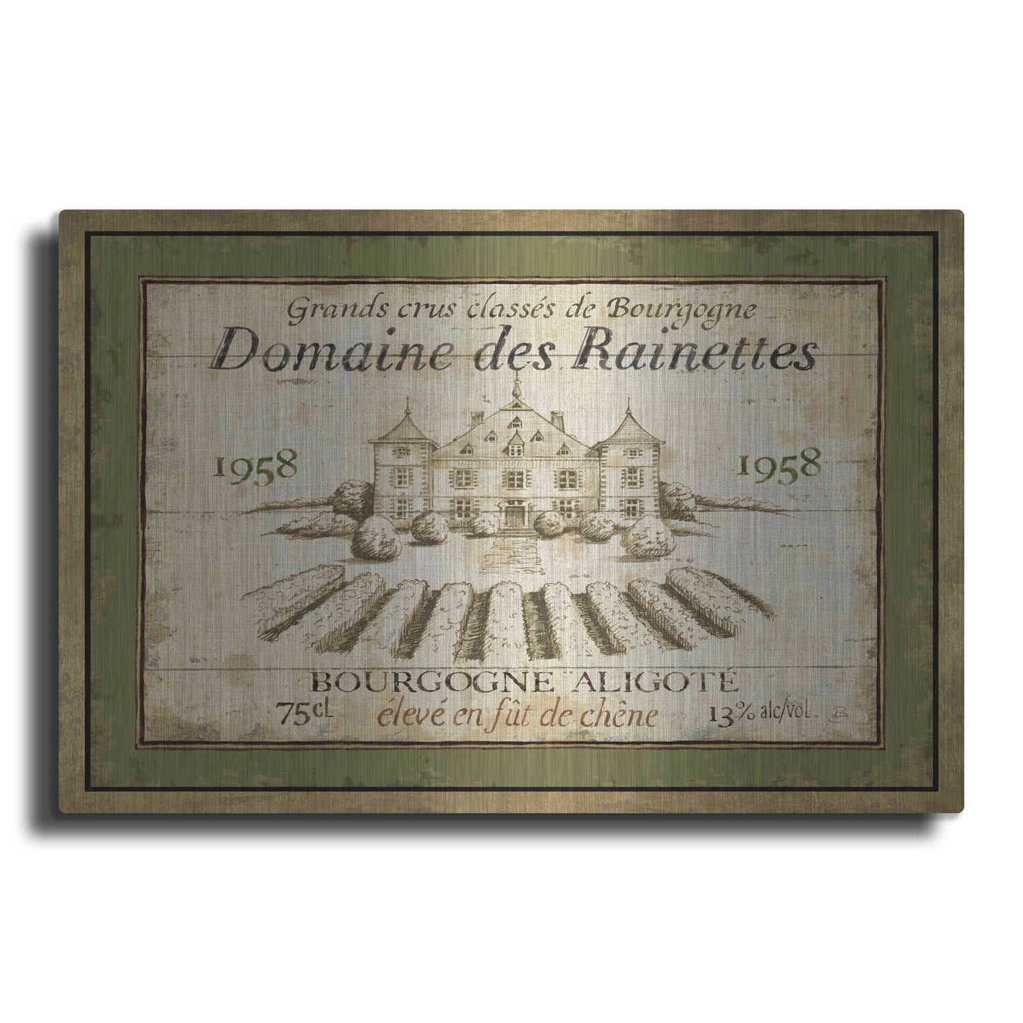 Luxe Metal Art 'French Wine Label III' by Daphne Brissonet, Metal Wall Art