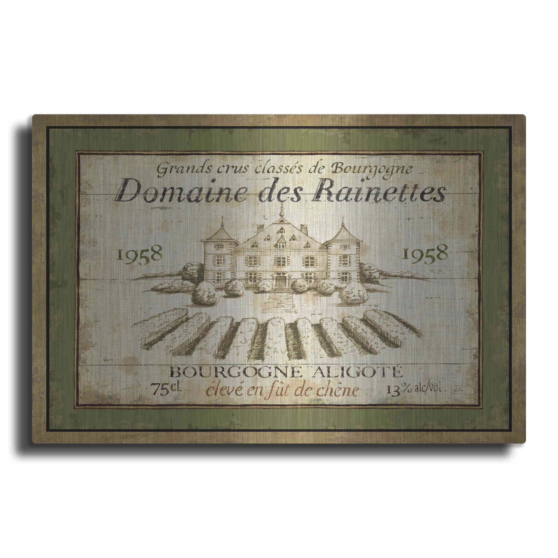 Luxe Metal Art 'French Wine Label III' by Daphne Brissonet, Metal Wall Art