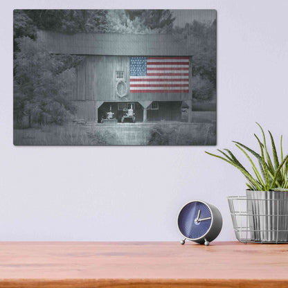 Luxe Metal Art 'Patriotic Farm I' by Lori Deiter Metal Wall Art,16x12