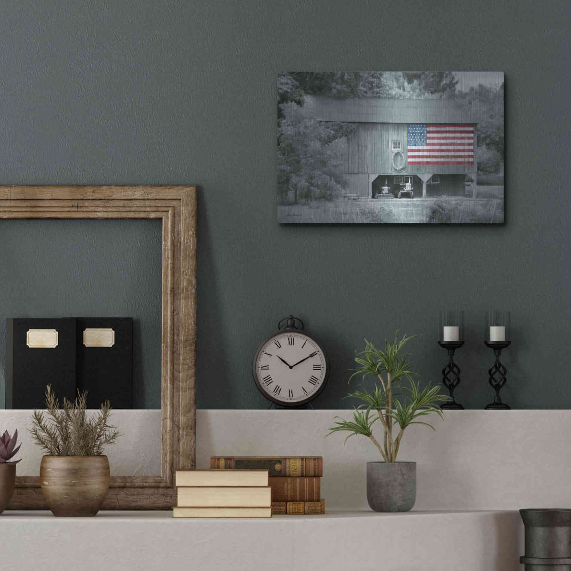 Luxe Metal Art 'Patriotic Farm I' by Lori Deiter Metal Wall Art,16x12
