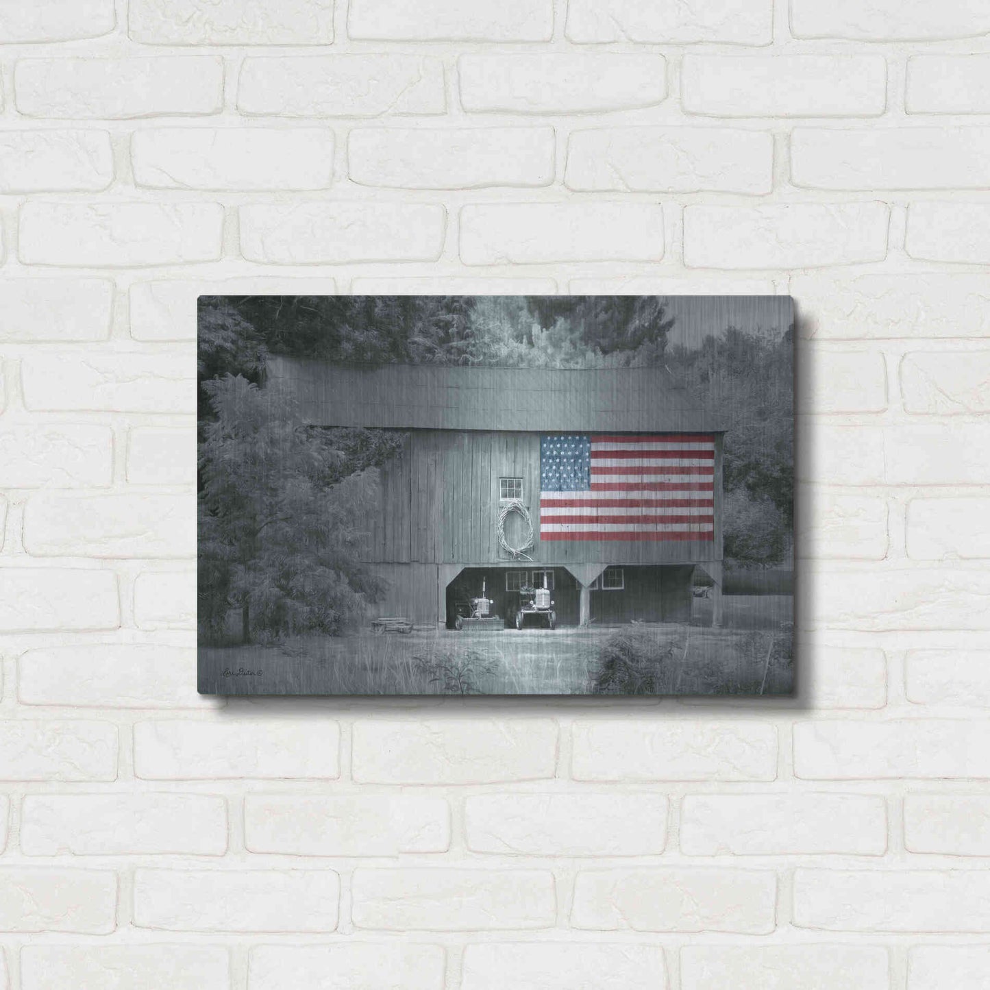 Luxe Metal Art 'Patriotic Farm I' by Lori Deiter Metal Wall Art,24x16