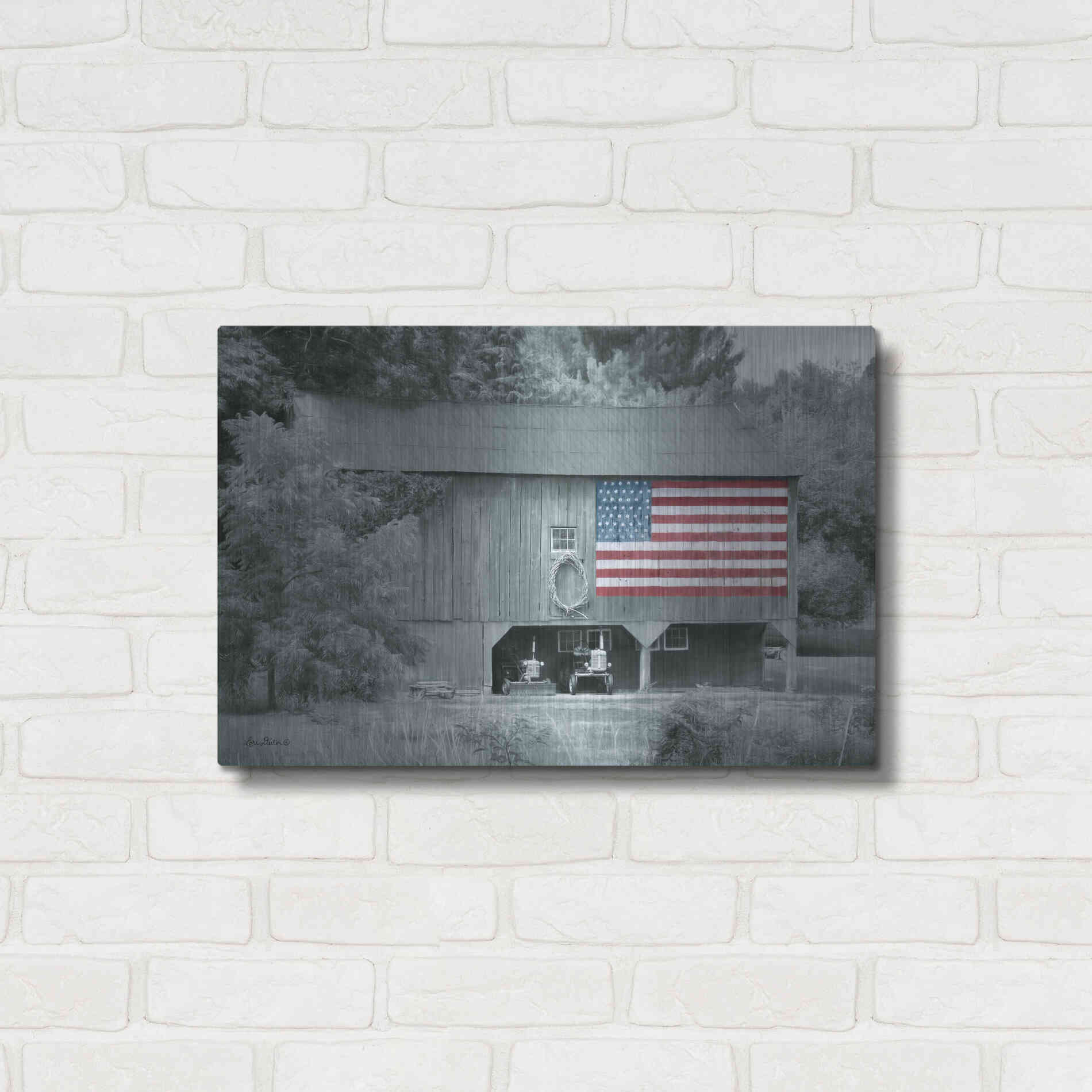 Luxe Metal Art 'Patriotic Farm I' by Lori Deiter Metal Wall Art,24x16