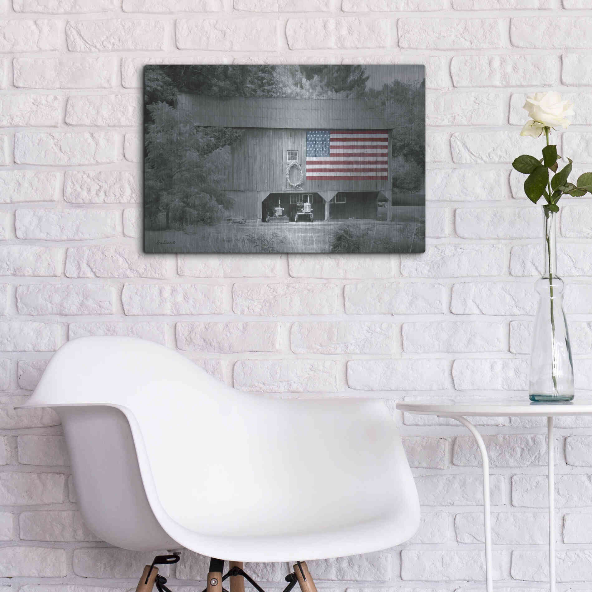 Luxe Metal Art 'Patriotic Farm I' by Lori Deiter Metal Wall Art,24x16