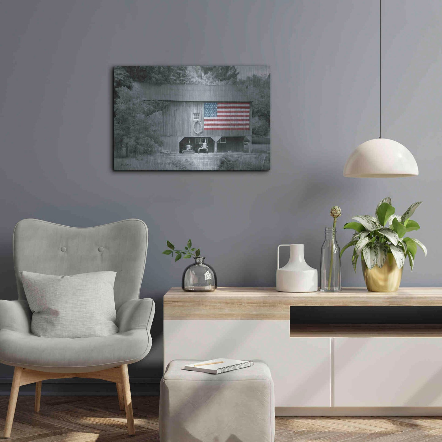 Luxe Metal Art 'Patriotic Farm I' by Lori Deiter Metal Wall Art,24x16